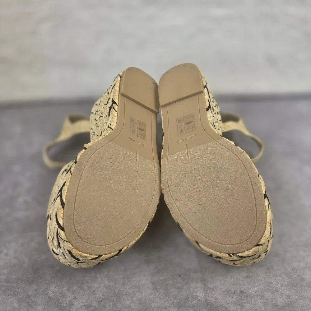 Dolce Vita Tiago Light Natural Raffia Platform Wedge Sandals Womens 9 M NEW